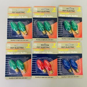 Lot of 6 Feit Electric 7W Night Light Bulbs Red Blue Green Christmas C7